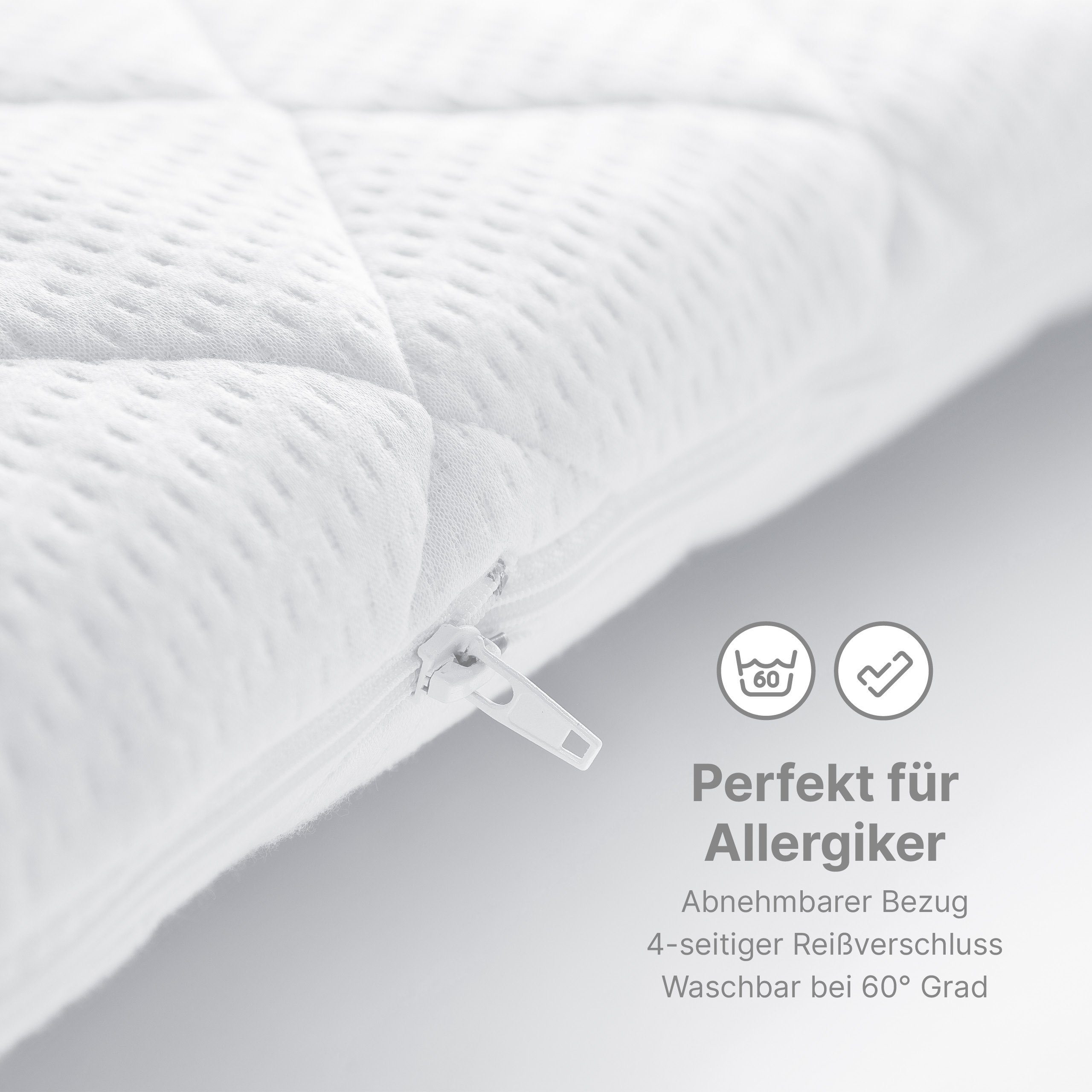 Topper Classic, wonello, 5 cm hoch, Komfortschaum, (für Bett und Boxspringbett), Made in Germany, bequemer Matratzentopper 80x200cm, waschbar bei 60°C
