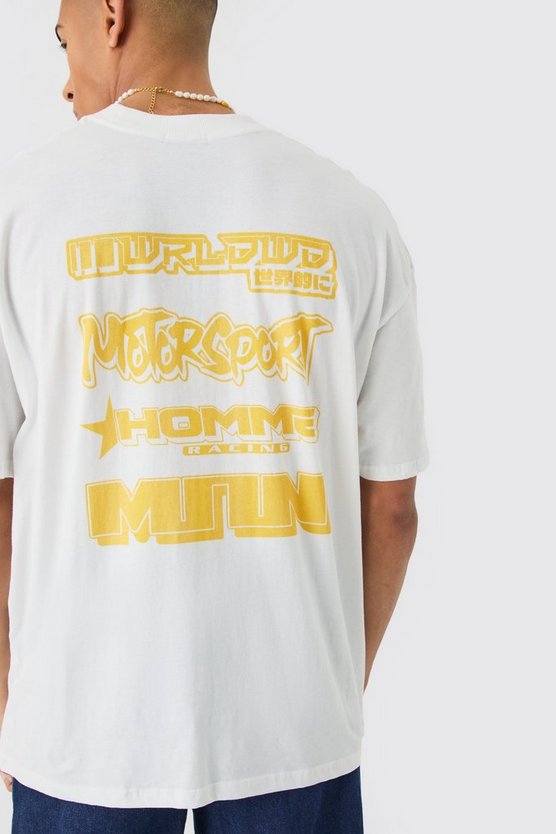 Oversize T-Shirt mit Moto Print