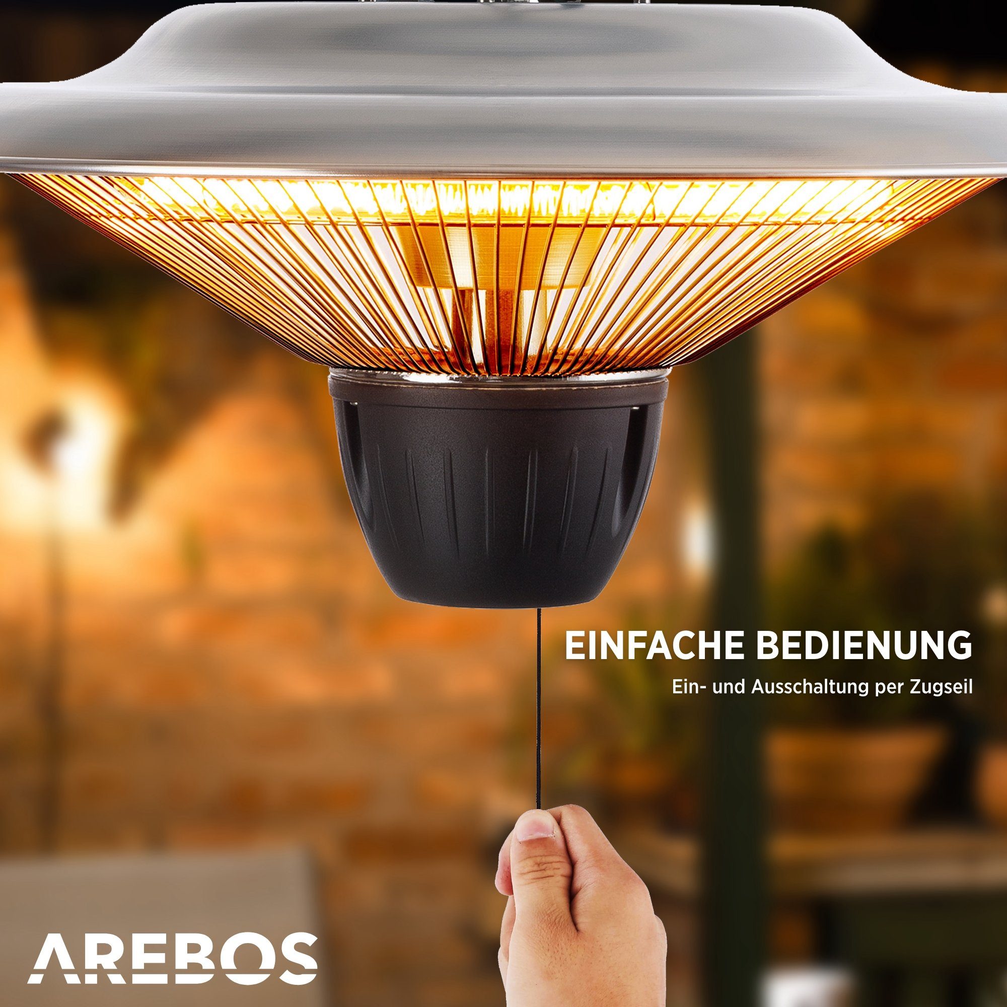 Arebos Heizstrahler Deckenheizstrahler, Balkonheizer, ‎Sofortwärme für einen Bereich von ca. 9 m²