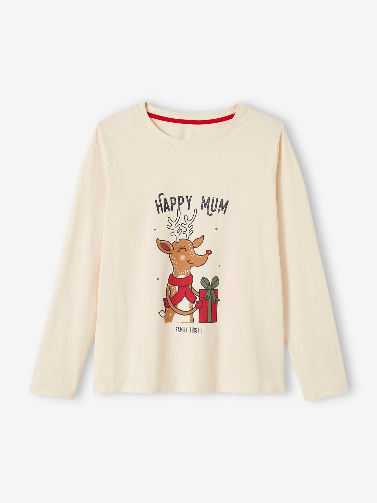 Vertbaudet Damen Weihnachts-Schlafanzug Capsule Collection FAMILY FIRST - wollweiß