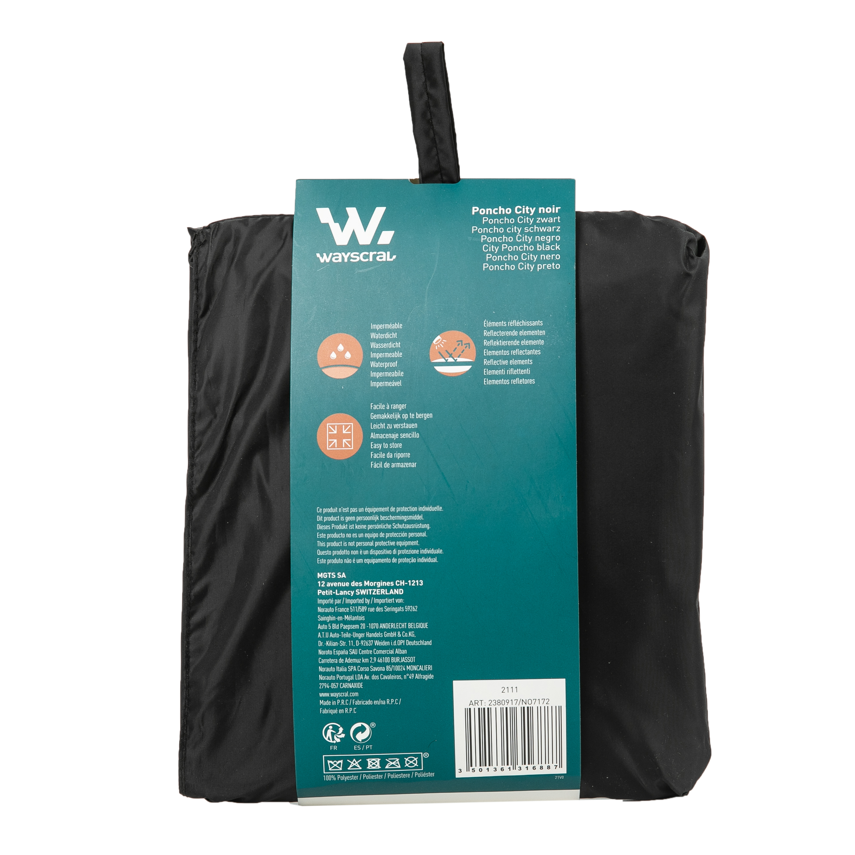 City Regenponcho, schwarz, Wayscral - ATU