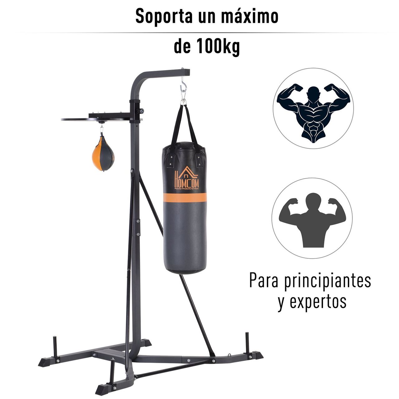 HOMCOM 2-in-1 Standdesign Boxsackständer Boxsack Punchingball Boxstation