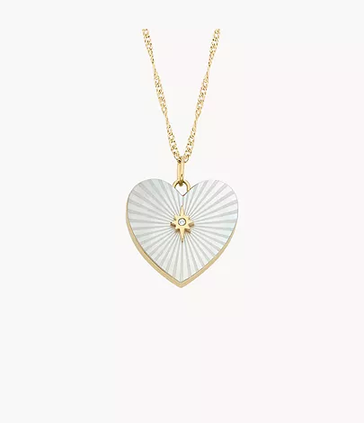 Fossil Kette Sutton Locket Collection Heart Perlmutt weiß