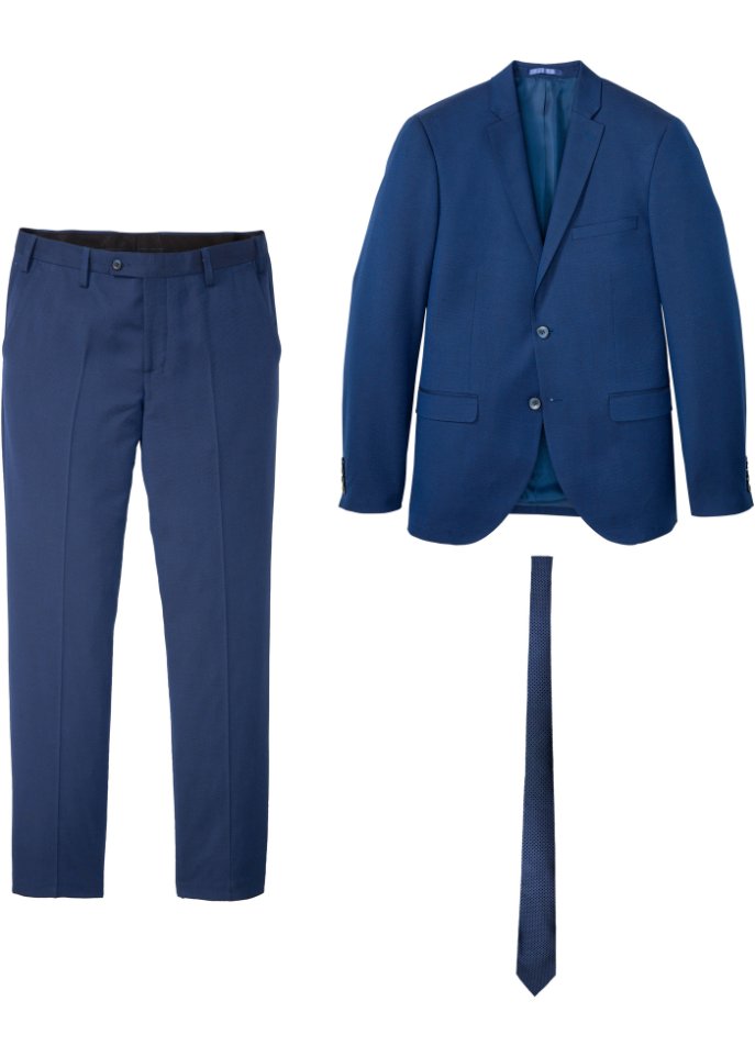 Anzug (3-tlg.Set): Sakko, Hose, Krawatte, Slim Fit