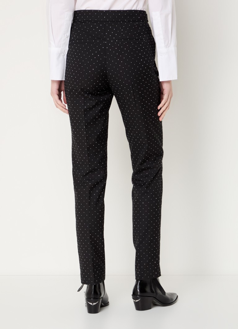 Pantaloni de damă de la Zadig&Voltaire, cu talie înaltă, croială mulată, decorați cu cristale.