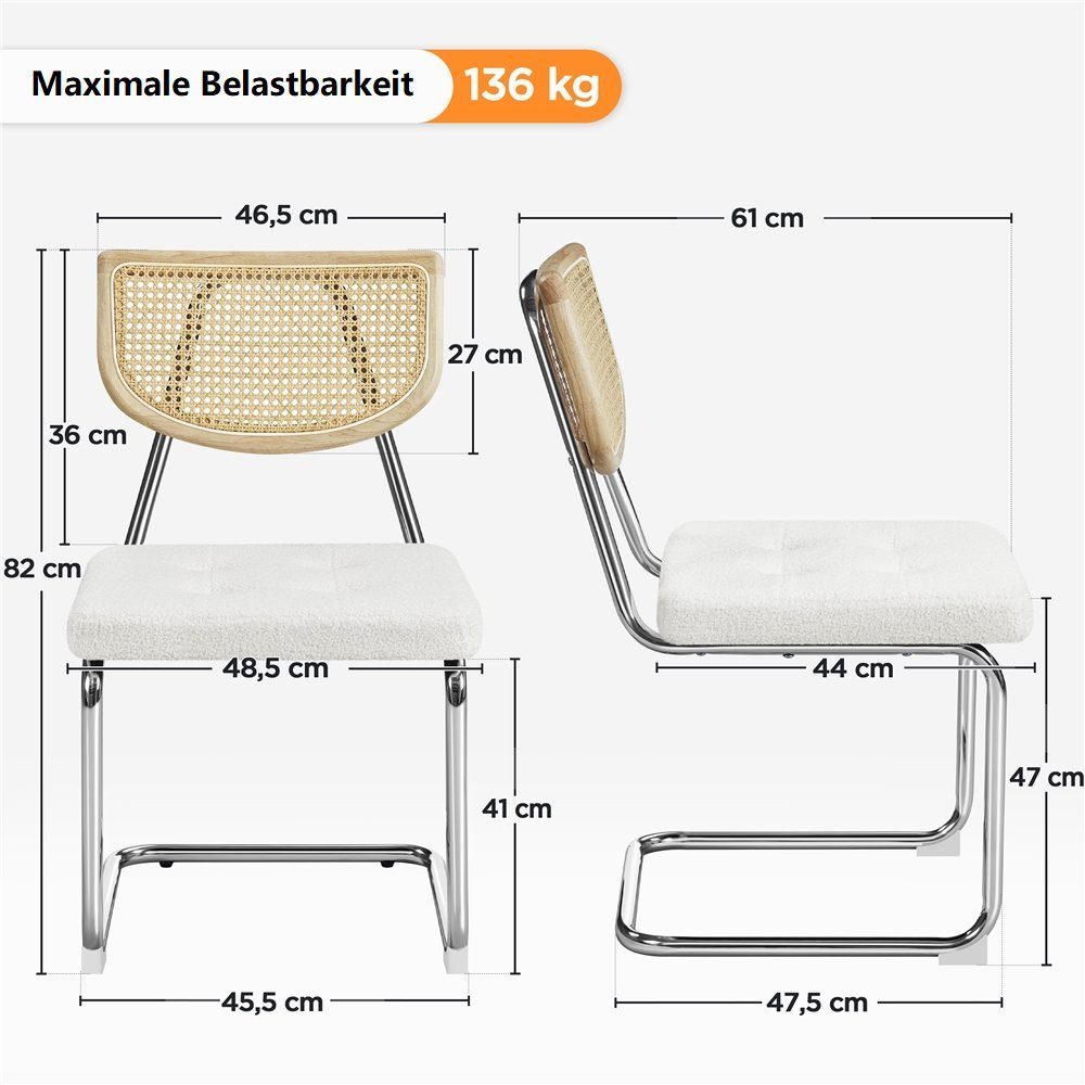 Yaheetech Esszimmerstuhl, 2-er Set Küchenstuhl Schwingstuhl mit Metallgestell Polsterstuhl