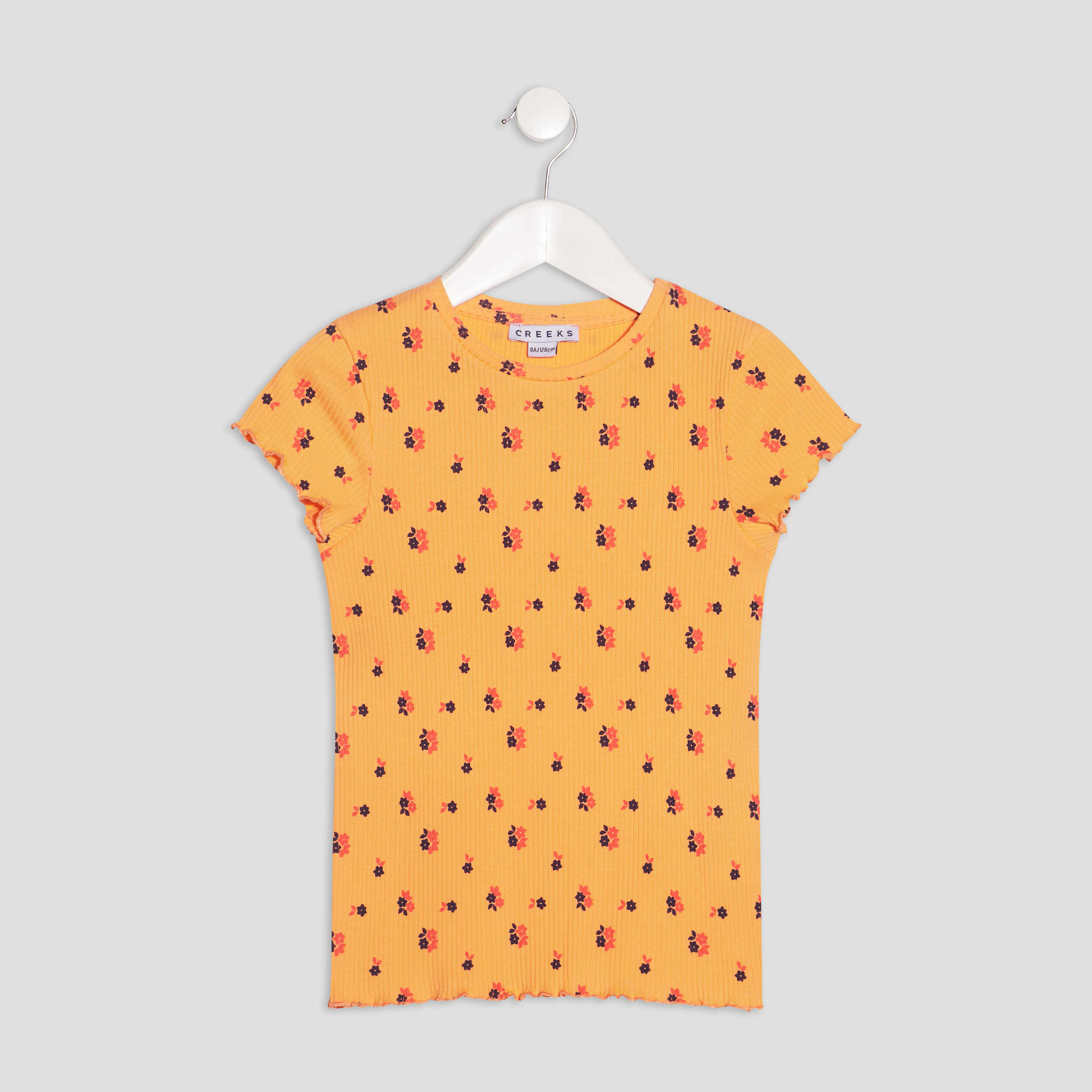 T-shirt manches courtes orange corail fille | La Halle