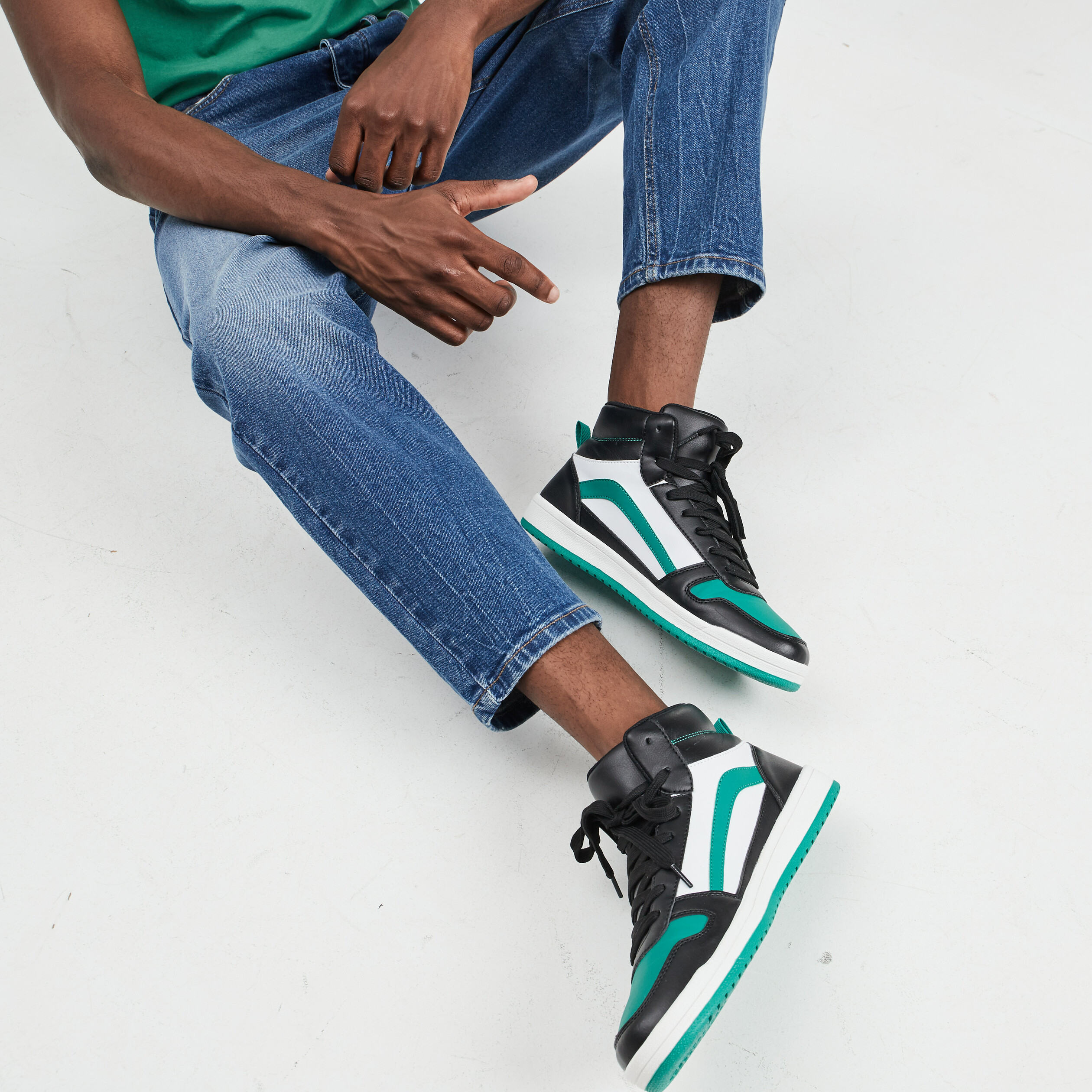 Baskets montantes à lacets multicolore homme | La Halle