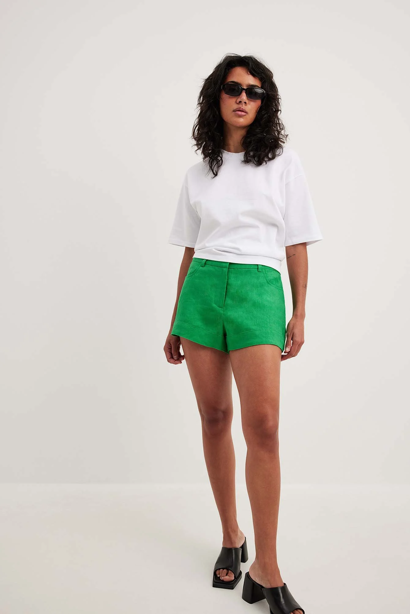 Mini Folded Linen Shorts