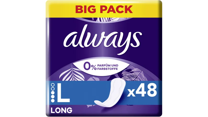 Always DAILY Slipeinlagen Protect Long 0% Duft- & Farbstoffe BigPack 48ST