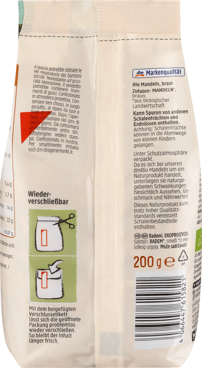 Mandeln, braun, ungeschält, 200 g