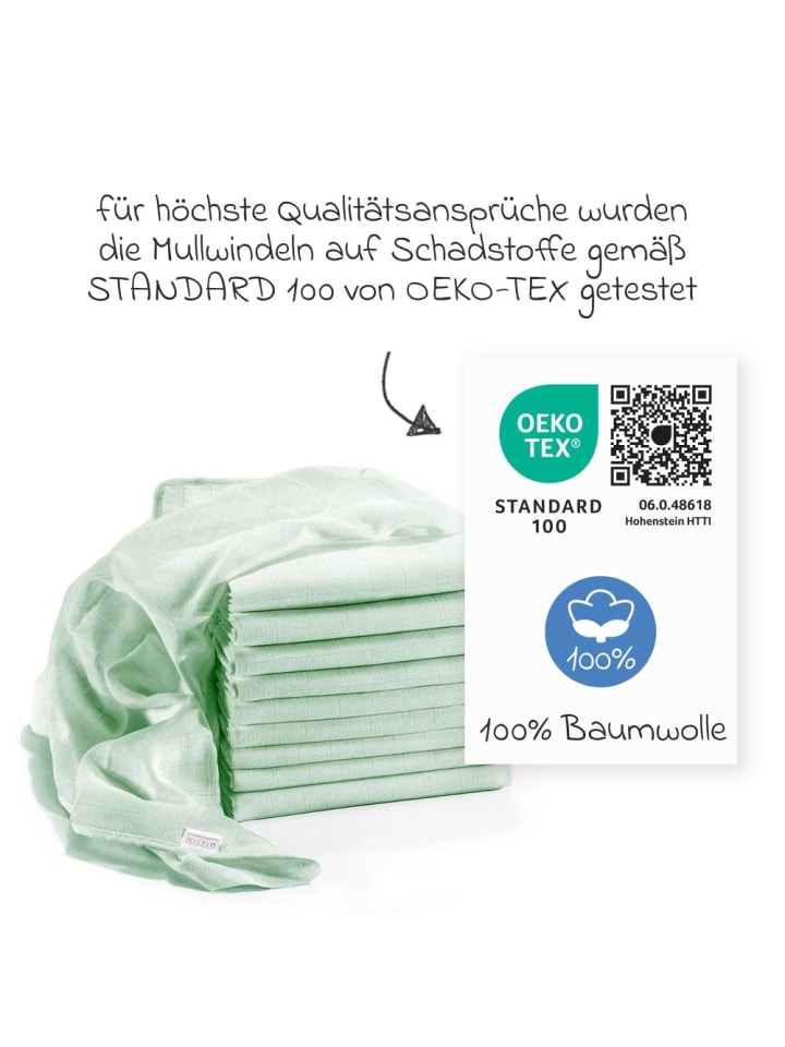 Makian Mullwindel / Mulltuch 10er Pack 80 x 80 cm - Mint in gruen günstig kaufen onesize