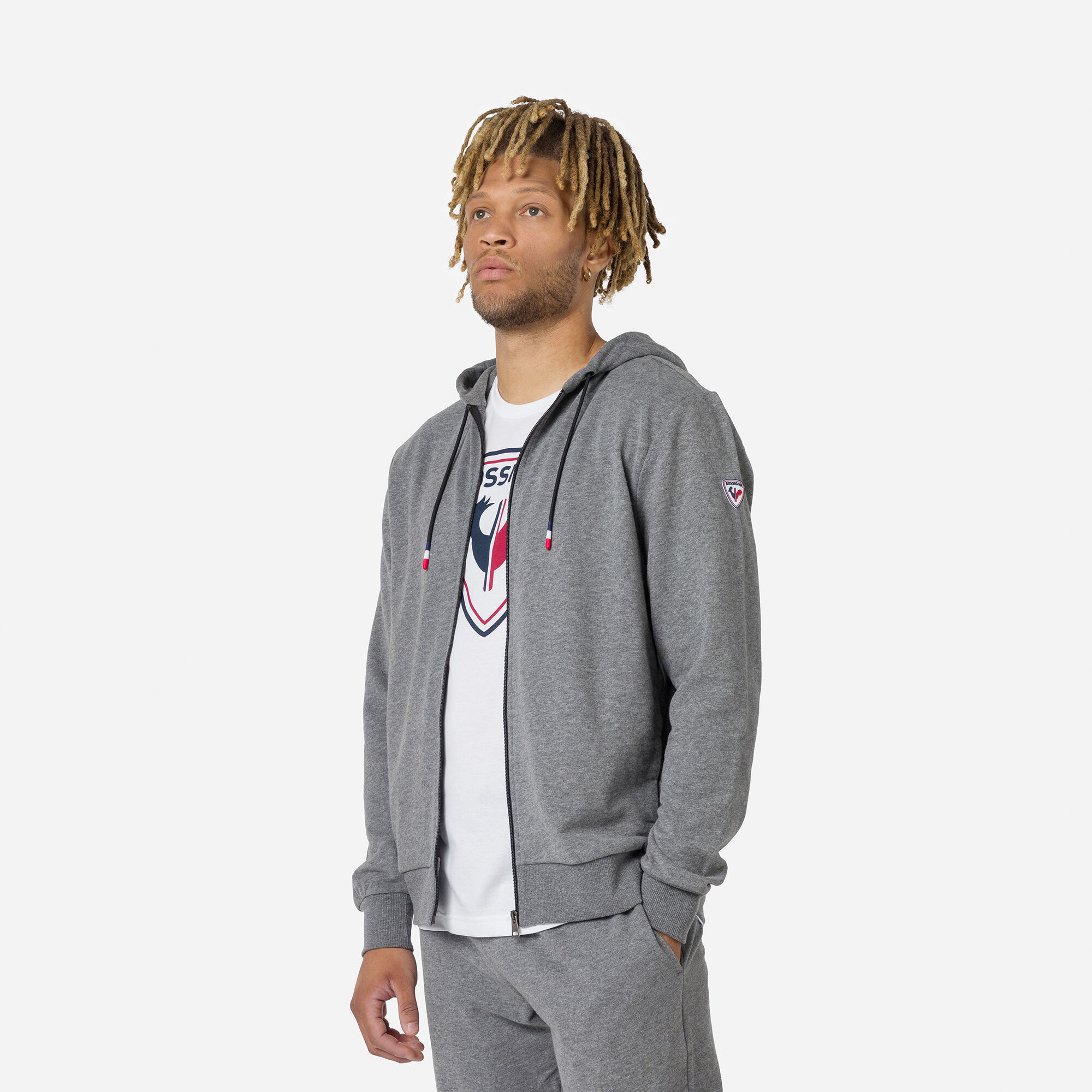 Sweat à capuche zippé molletonné Logo Homme