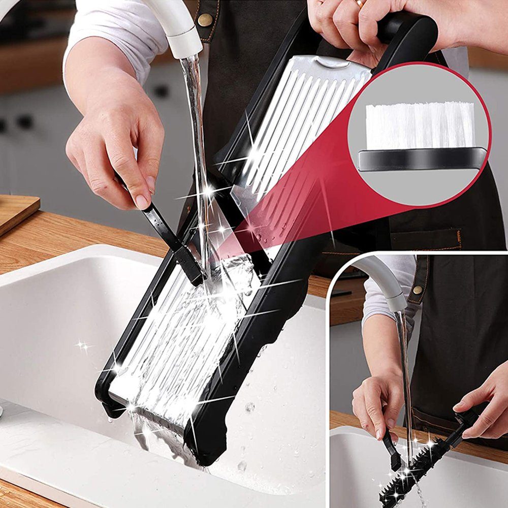 Bedee Gemüsehobel Verstellbarer Küchenreibe Julienne-Schneider, Kunststoff + Edelstahl, (Set, 1-St., Für Gemüse - Gemüse Schneider), Food Slicer