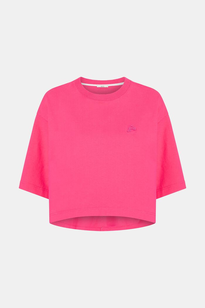 Cropped T-Shirt mit Delfin-Patch