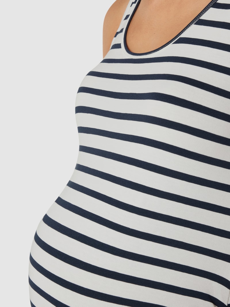 Ärmelloses Umstands-Maxikleid mit Streifenmuster in offwhite