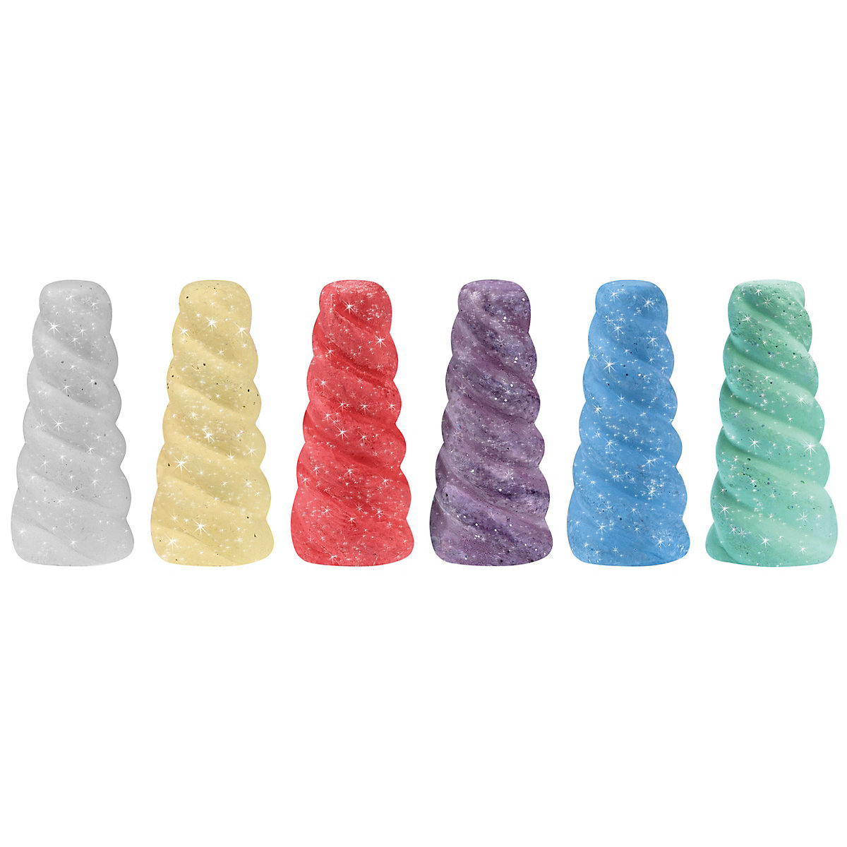 Straßenmalkreide Einhorn Glitzer, 6 Farben