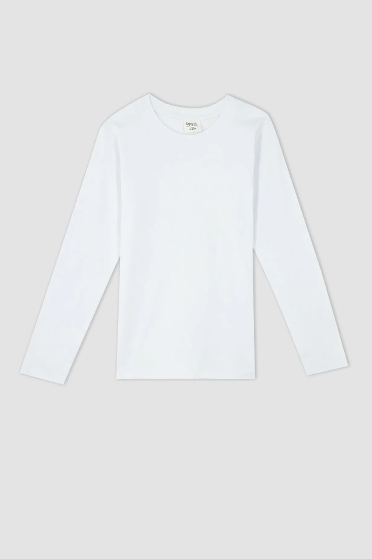DeFacto  Weißes, langärmliges Schul-T-Shirt mit Rundhalsausschnitt für Jungen
