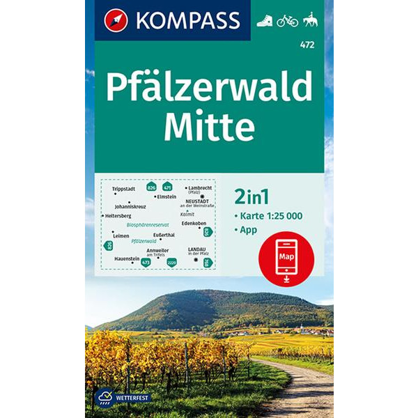 KOMPASS WANDERKARTE PFÄLZERWALD MITTE 1:25 000
