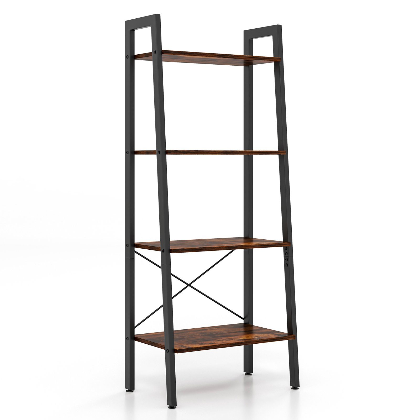 COSTWAY Bücherregal, stehend, 4 Ebenen, Metallrahmen, Kippsicherungen, 138cm