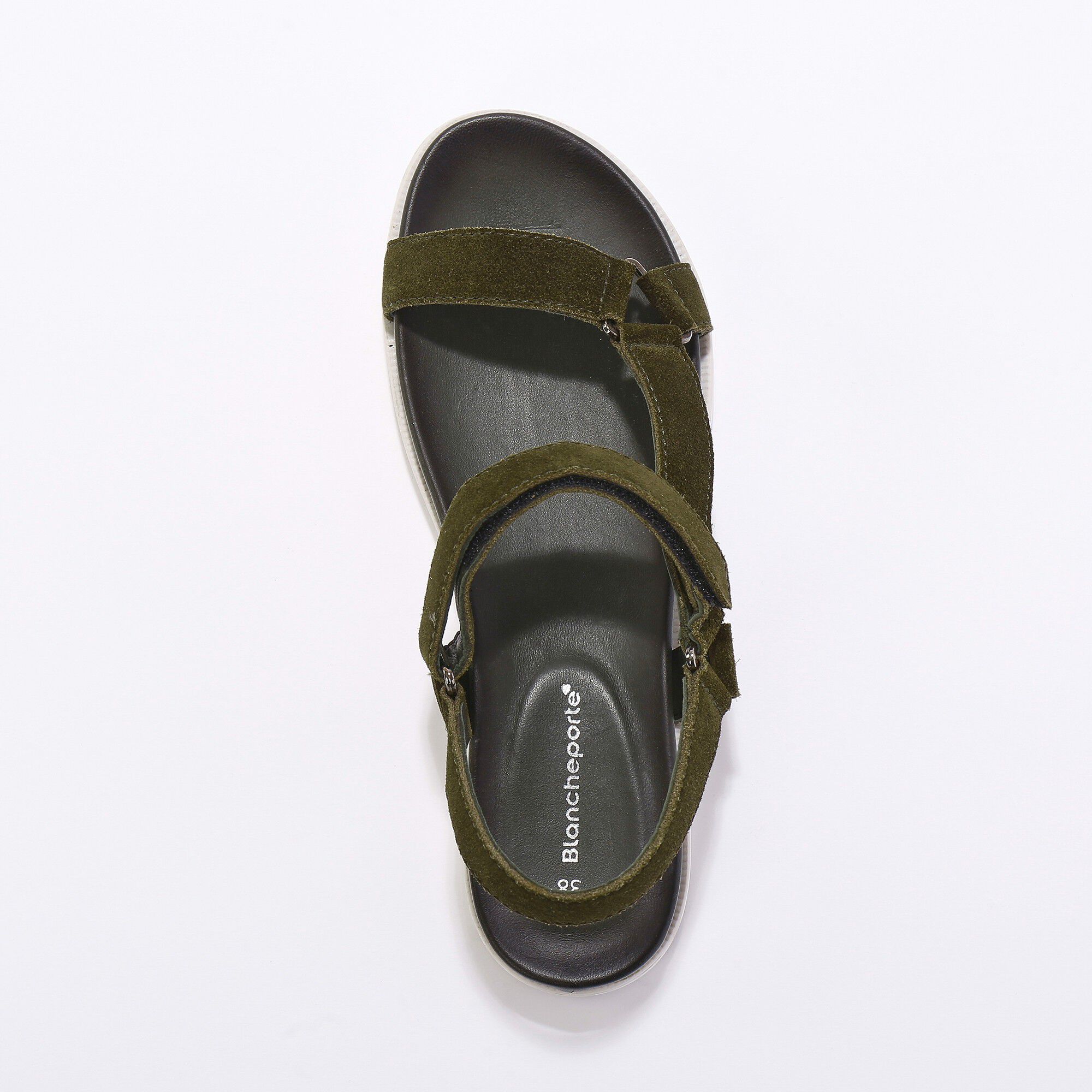 Sandales scratchées largeur confort en cuir style rando