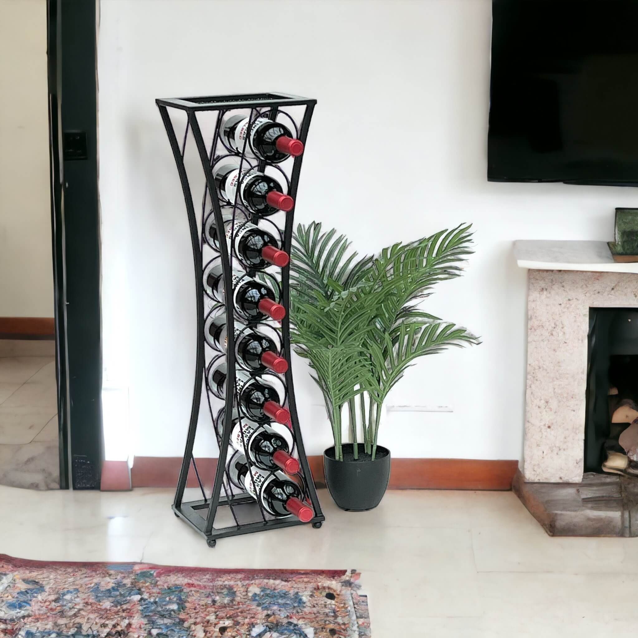 DanDiBo Weinregal Weinregal Metall Schwarz Stehend Mika 80 cm Flaschenregal Modern, Weinregal für 8 Flaschen