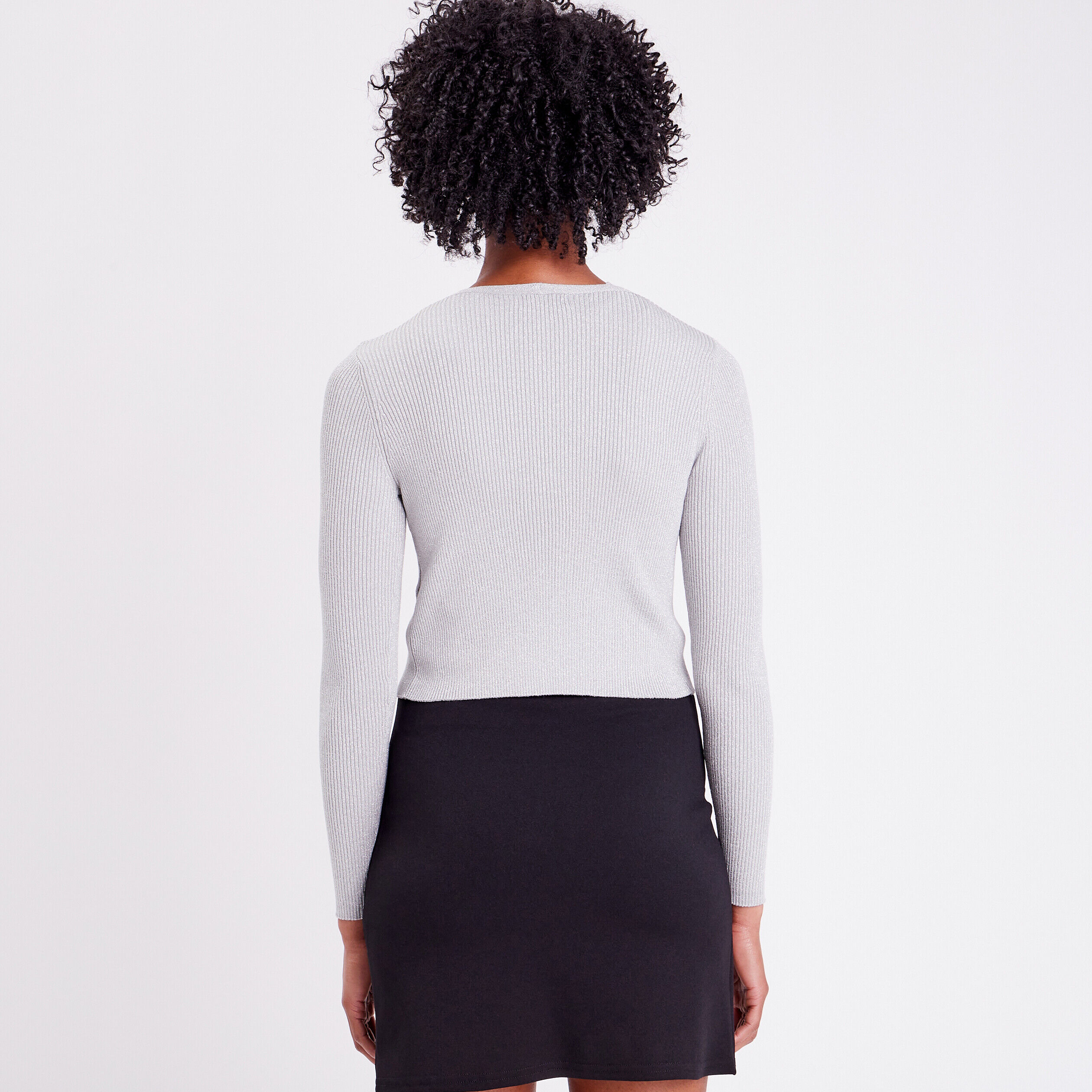Gilet fermeture à lien gris argent femme | Cache Cache