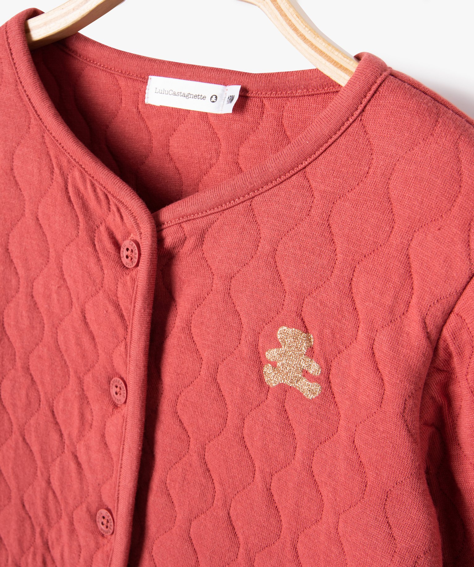 Sweat matelassé boutonné bébé fille - LuluCastagnette rose fonce | GEMO