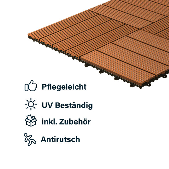 WPC-Holzfliesen BAVARO, 1 m², teak