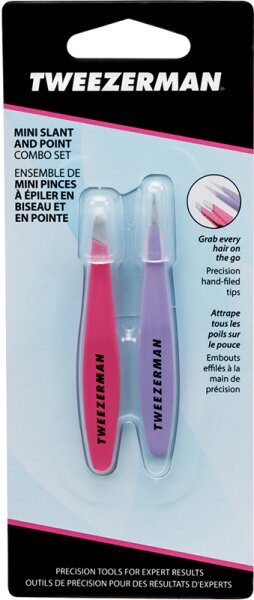 Tweezerman Mini Slant & Point Tweezer Set - Schräge & Spitze Mini Pinzetten, Pink & Lilac Pinzette