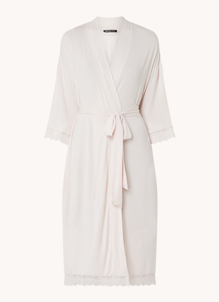 Kimono din bambus Pretty You cu dantelă