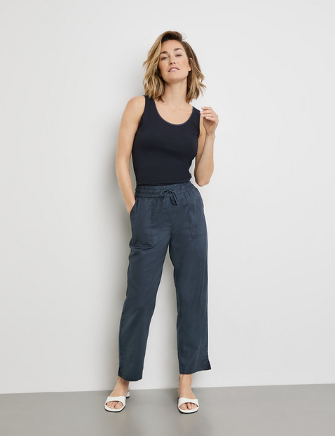 Schlupfhose Easy Fit aus Baumwoll-Leinen