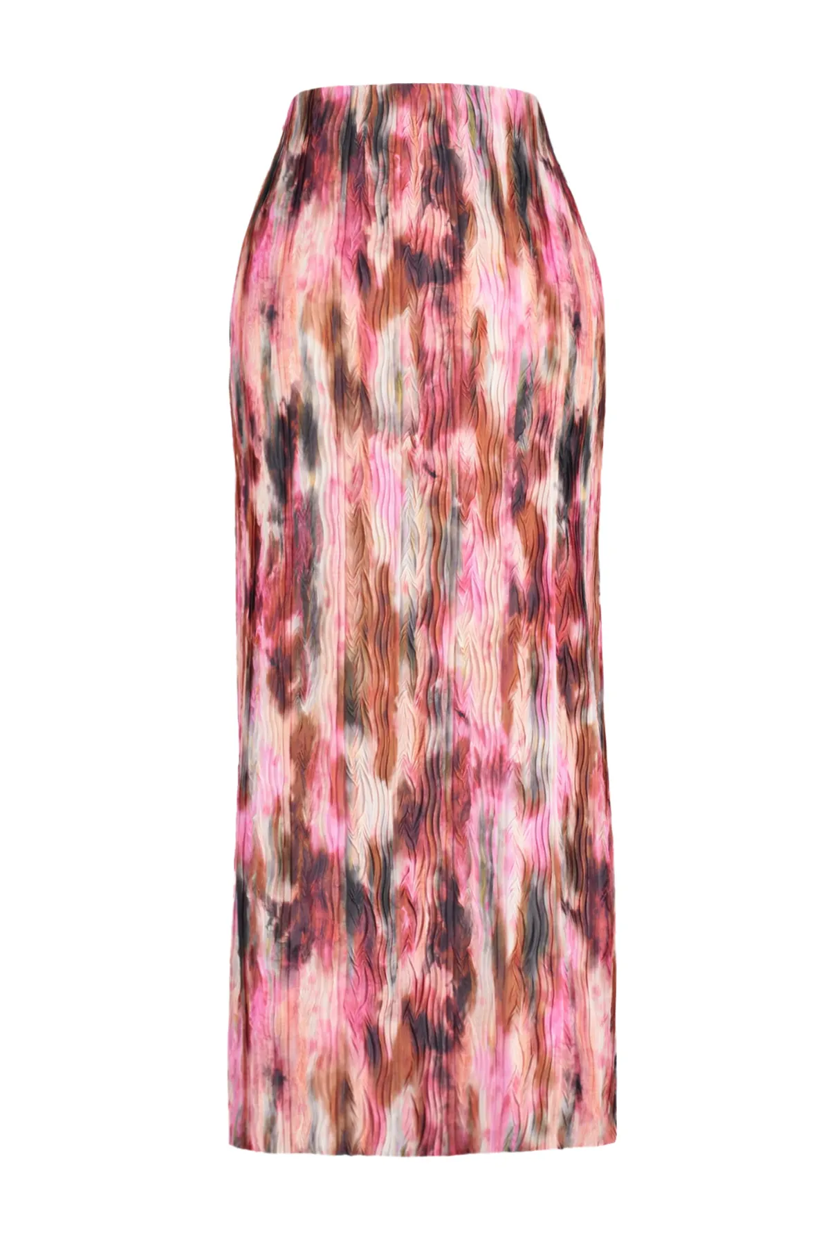 Trendyol Collection  Roter bedruckter Plissierter Maxi-Strickrock mit normaler elastischer Taille TWOSS24ET00055