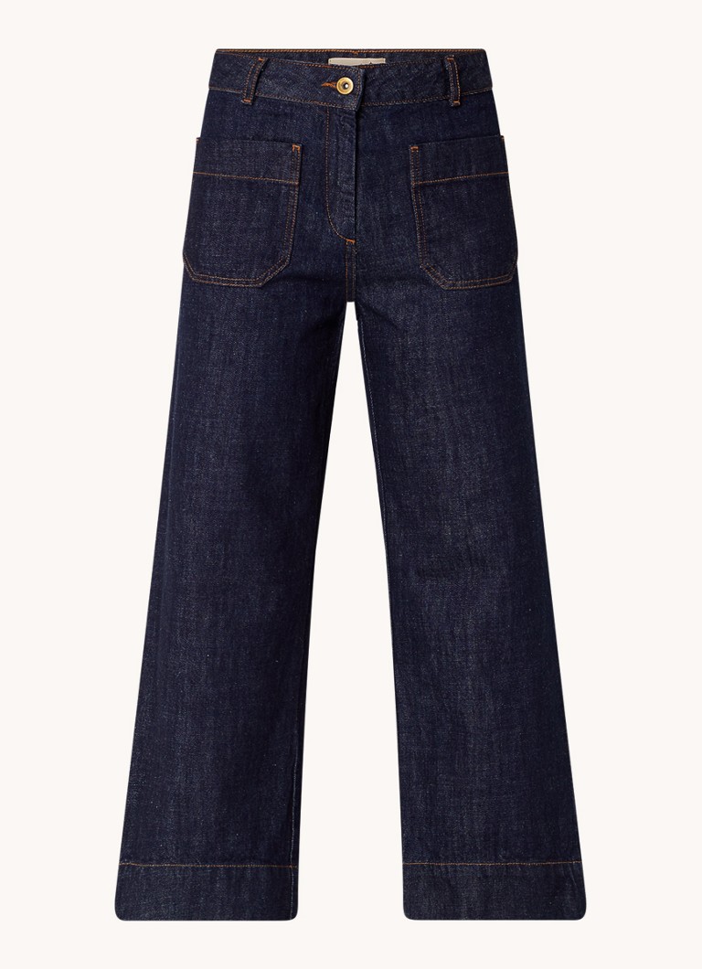 Pantaloni scurți din denim Seakey Session cu talie înaltă, croială clasică, detalii închise la culoare cu efect de distress.