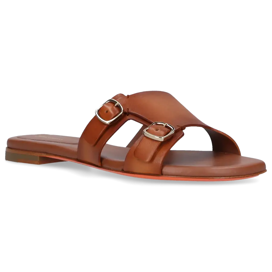 Santoni - Pantoletten 70071 Kalbsleder - braun