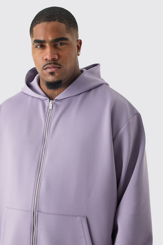 Plus Oversize Scuba Hoodie mit Reißverschluss