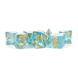 Dice Set Blue with Gold Foil (7)