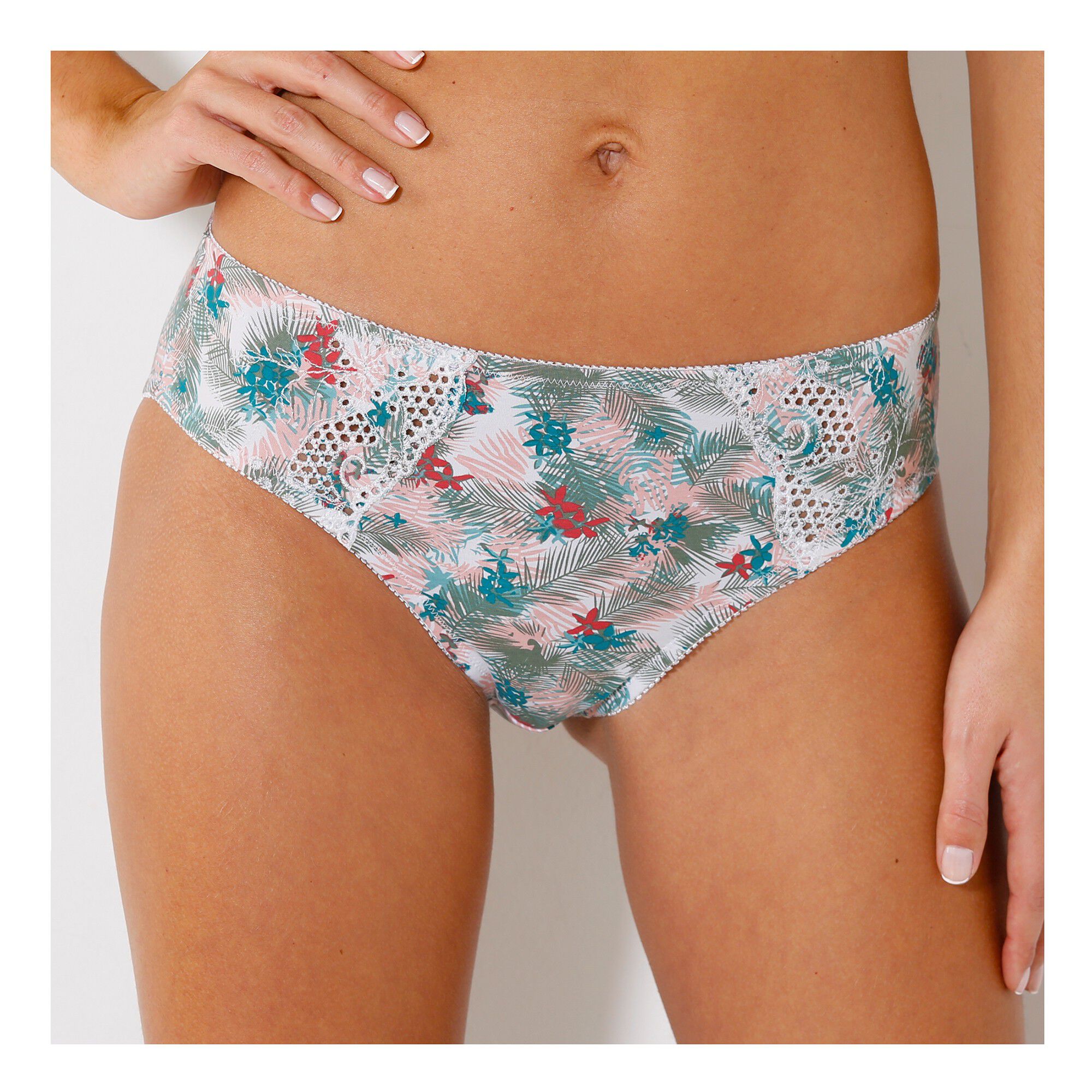 Culotte coton brodé Olbia imprimé feuillage