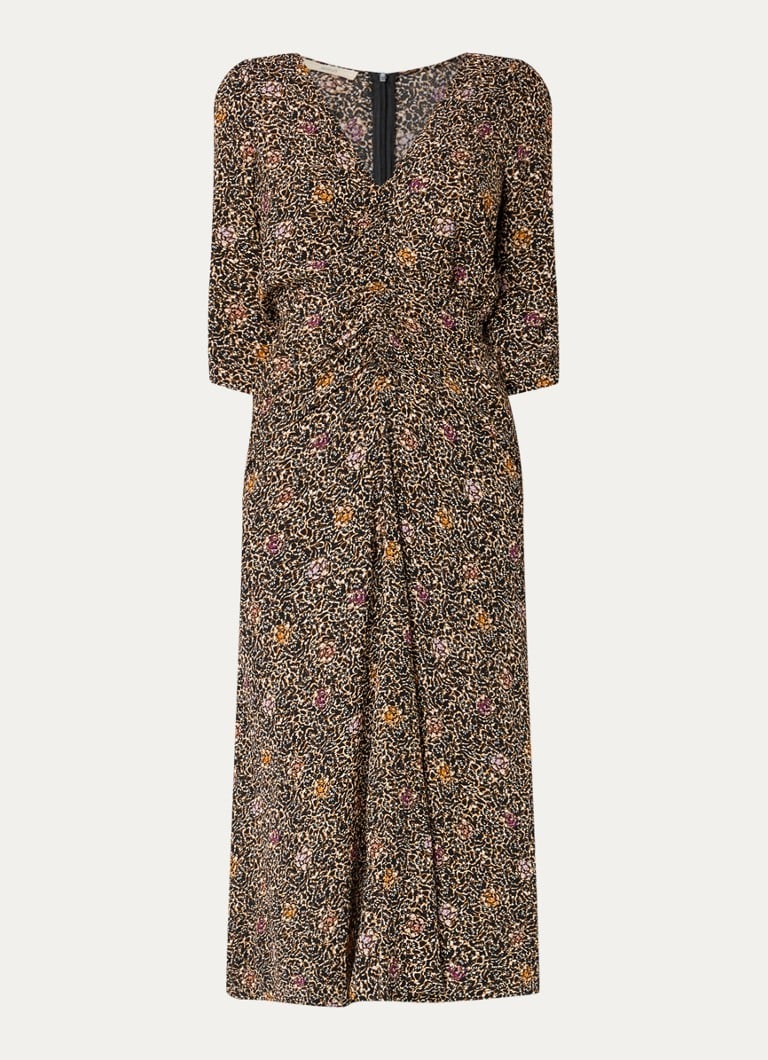 Vestido túnica midi Nylia de Sessùn con estampado y escote en V.