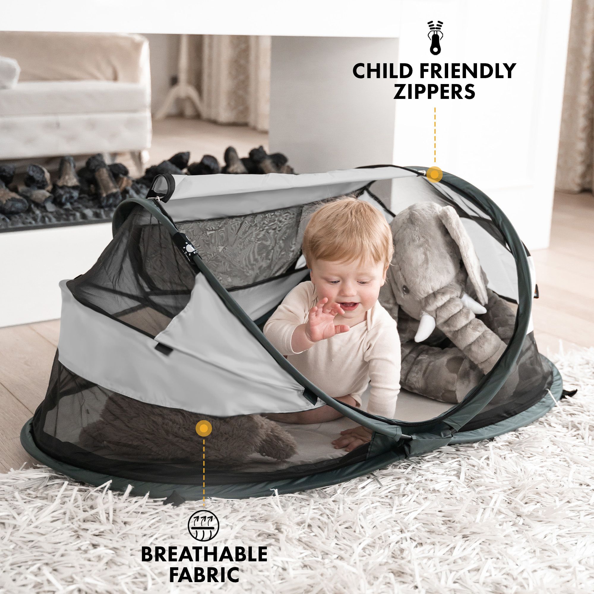 Deryan Baby Luxe Campingbett mit selbstaufblasbarer Matratze
