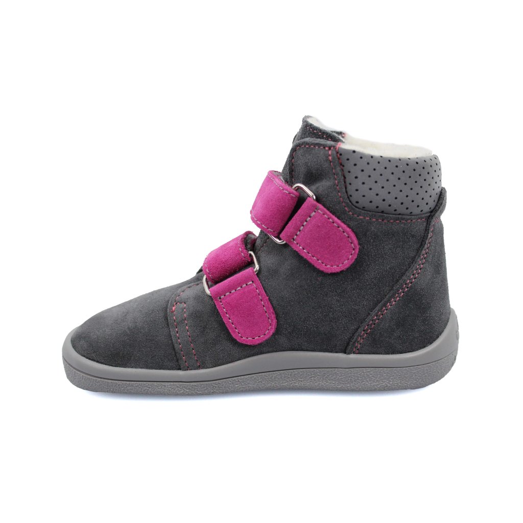 Beda Isabel mit Membran und Hinterkappe (BF 0004/W/MK/OP) graue Winter-Barfußstiefeletten
