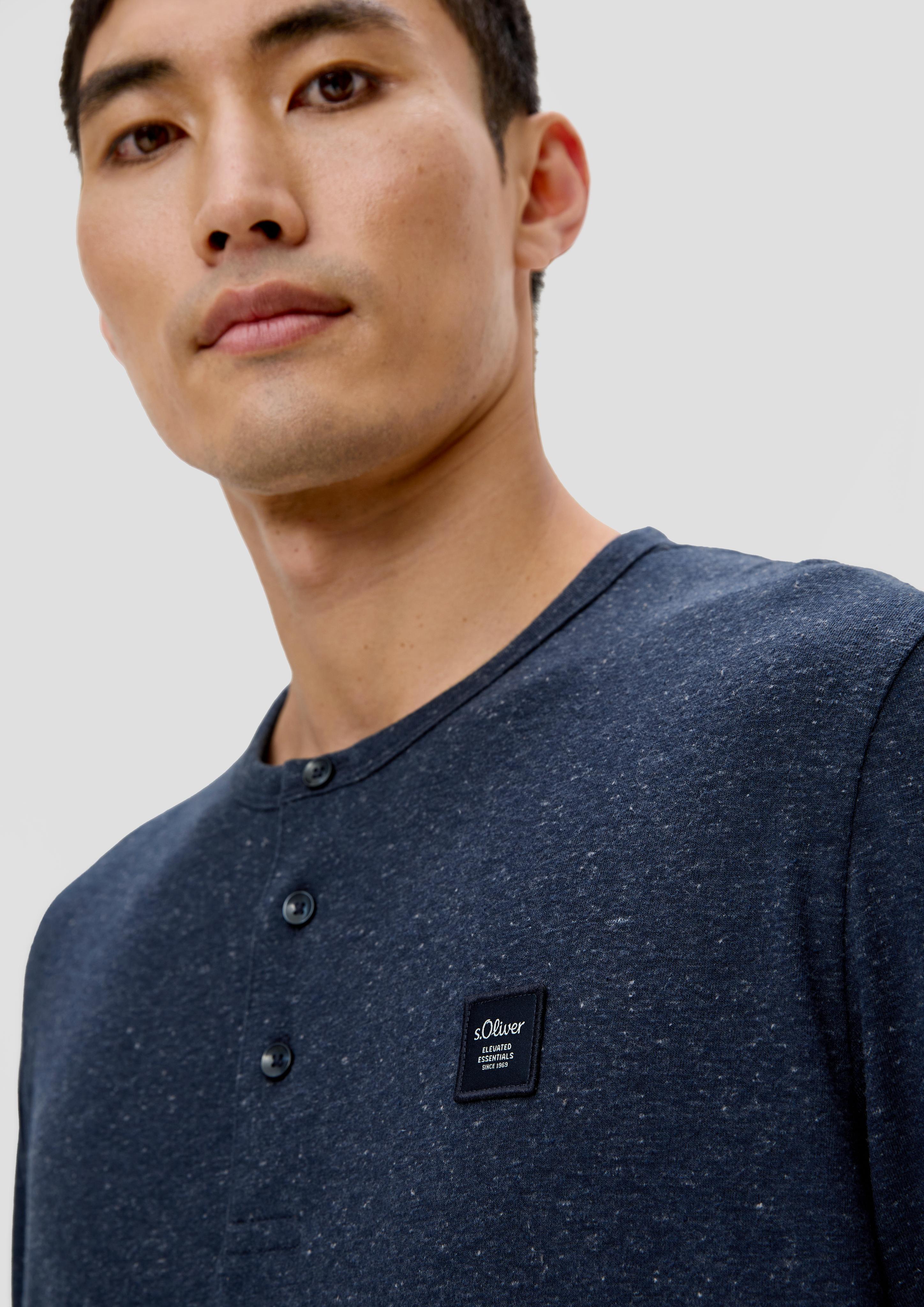 Meliertes Longsleeve mit Henleyausschnitt  2138648-59W2