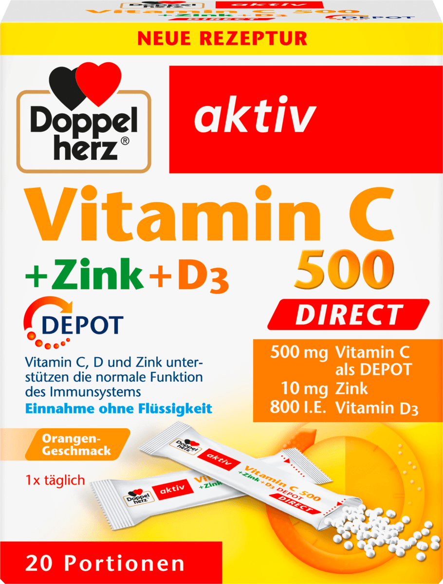 Vitamin C 500 + Zink + D3 Depot Direktgranulat 20 St, 32 g
