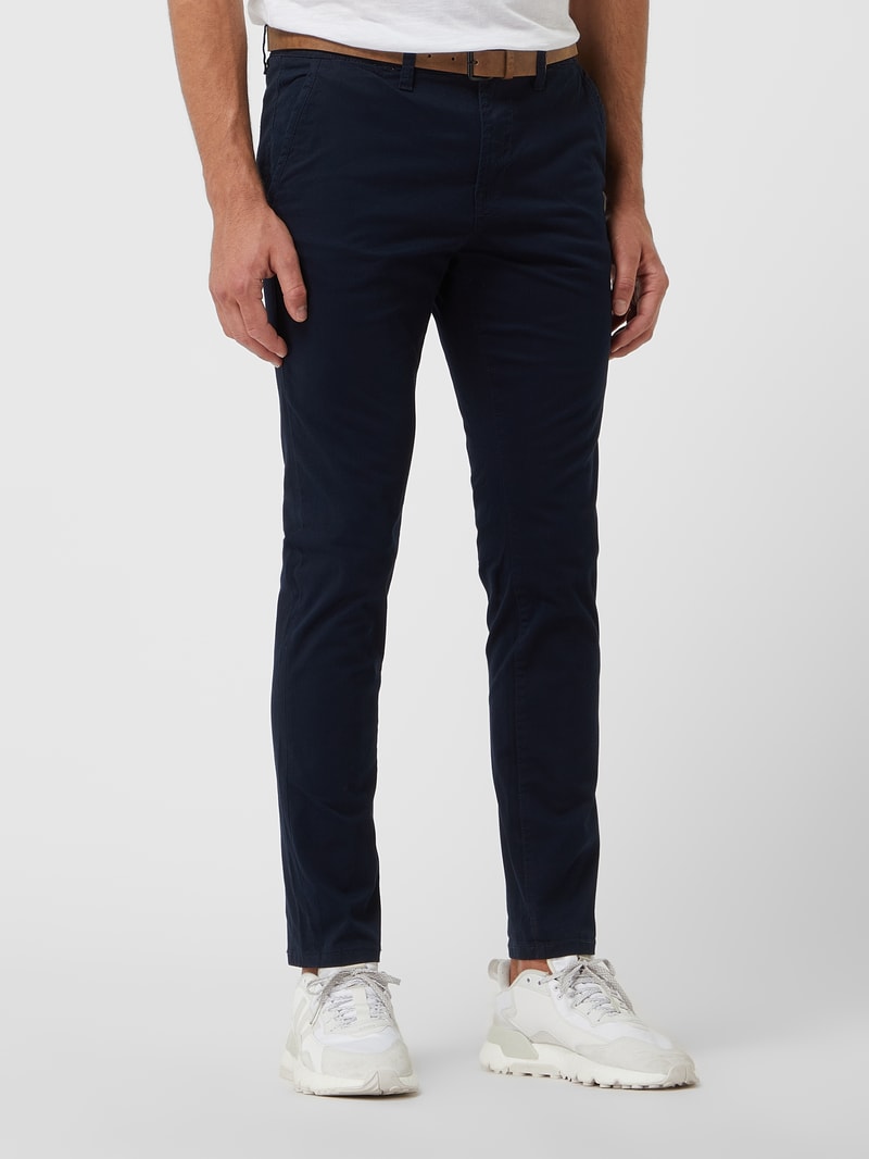 Slim Fit Chino mit Gürtel in dunkelblau
