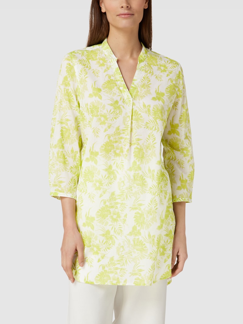 Bluse mit floralem Muster Modell 'Tunika' in neon grün