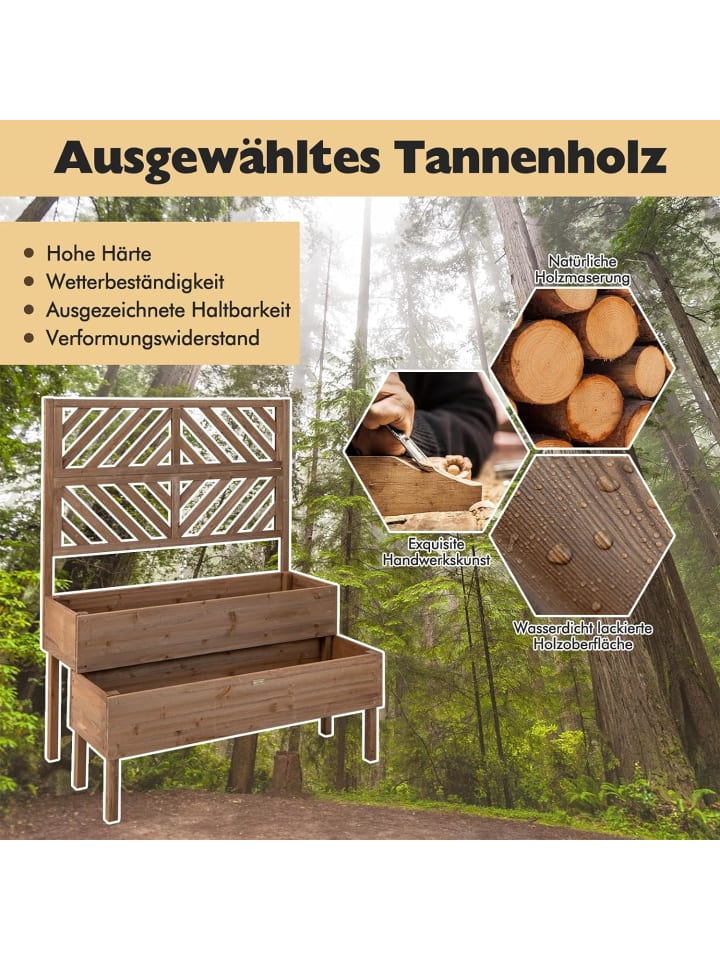 COSTWAY Blumenkasten mit Spalier in Braun günstig kaufen onesize