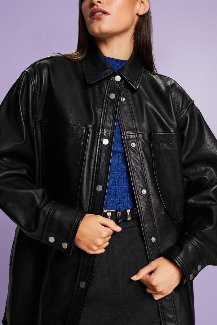 Oversize-Hemdjacke aus Leder