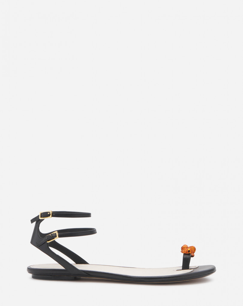 SANDALES PLATES SWING EN CUIR AVEC BIJOU MELODIE
