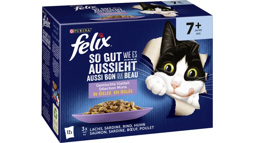 PURINA FELIX So gut wie es aussieht in Gelee Senior Gemischte Vielfalt Katzennassfutter 1020 g