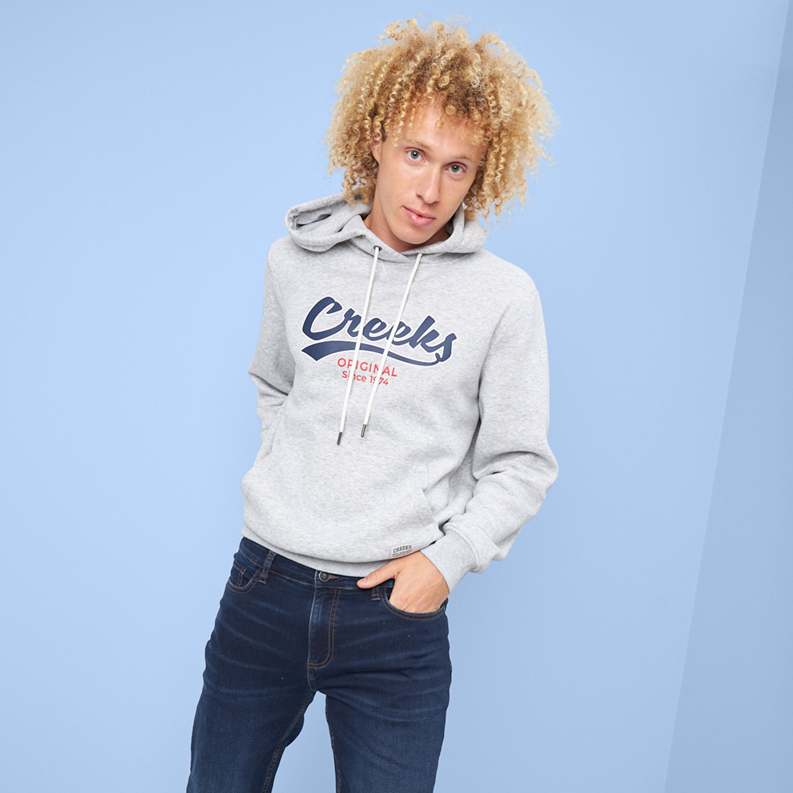 Sweat à capuche hoodie Creeks gris clair homme | La Halle